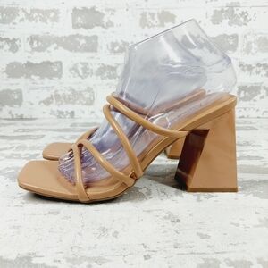 New Abound Austry Tan Mocha Tubular Strappy Heeled Sandal C530